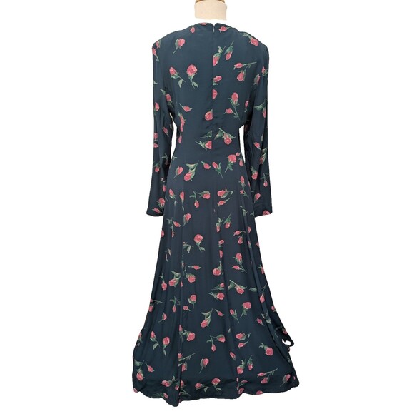 Vintage Coldwater Creek Blue Floral Rose Floor Length Dress sz 4 Bridesmaid Boho - Picture 7 of 16